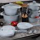 Набір каструль ROCKLAND COOKWARE SET на 22 предмета сірий з кришками з гранітним покриттям | каструлі | сковорода