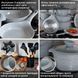 Набір каструль ROCKLAND COOKWARE SET на 22 предмета сірий з кришками з гранітним покриттям | каструлі | сковорода