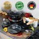 Набір посуду Higher Kitchen HK-305 17 предметів з кришками з гранітним покриттям | каструлі | ківш | сковорода