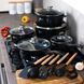 Набір посуду Higher Kitchen HK-305 17 предметів з кришками з гранітним покриттям | каструлі | ківш | сковорода