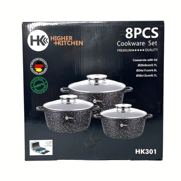 Набор кастрюль из 6 предметов с гранитным антипригарным покрытием Higher Kitchen HK-301