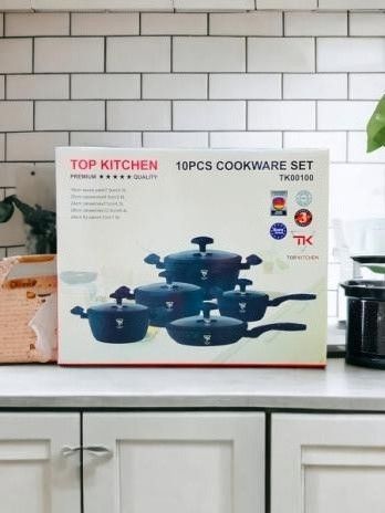 Набір каструль із гранітним антипригарним покриттям Top Kitchen TK-00100, набір посуду 10 предметів чорний